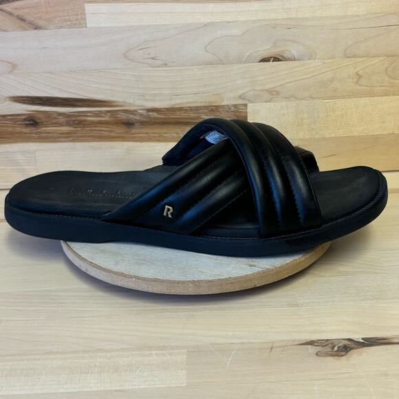 Reef Shoes - REEF Lofty Lux Premium Leather X Slide Sandal Black W8